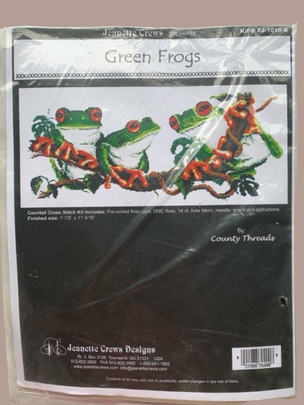 Green Frogs Cross Stitch Kit